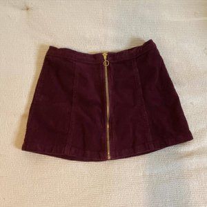 Purple corduroy zip up skirt